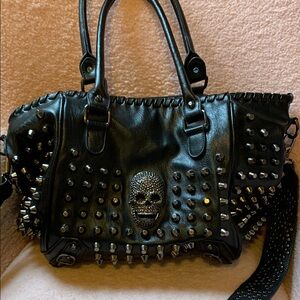 Black Studded Skull Handbag